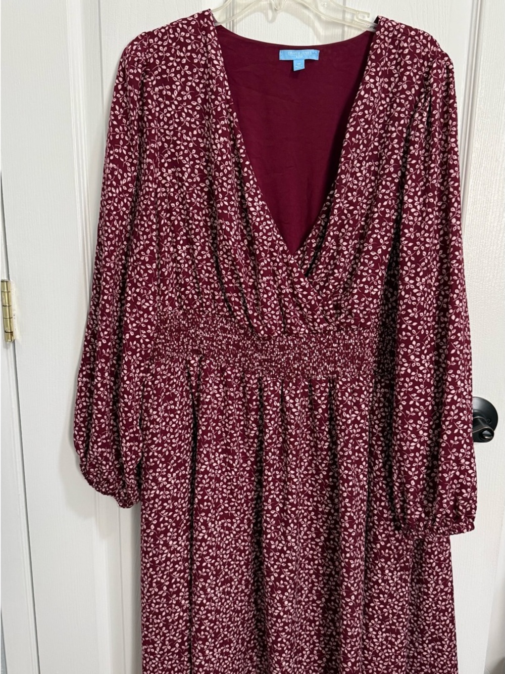 DRAPER JAMESWomen’s Burgundy Floral Wrap-Style Dress